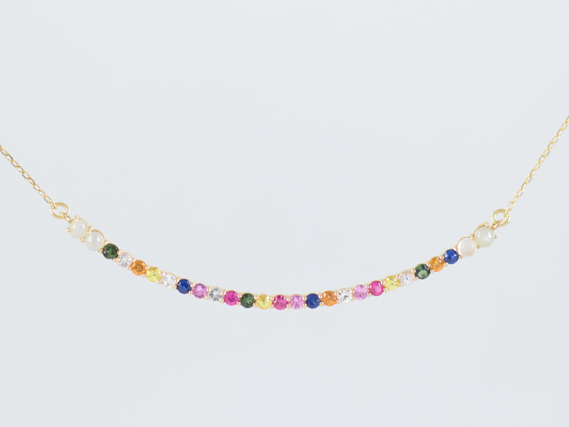ナワラタナ 18K レインボー ネックレス 