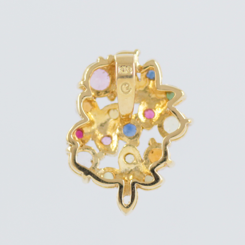 新品未使用品 K18 ナワラタナ ペンダントヘッド ルーツ イエローゴールド ナワラタナ 18K 雲 & フラワー ペンダント ヘッド イエロー