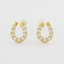 Load image into Gallery viewer, 【10K/18K 受注可】9 Diamond × Horseshoe ピアス  イエローゴールド　664253
