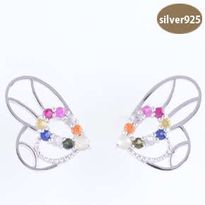sv925 シルバー ナワラタナ バタフライ ピアス  正面 ｜ めぐみ｜メグミ｜お守り ジュエリー | QVC