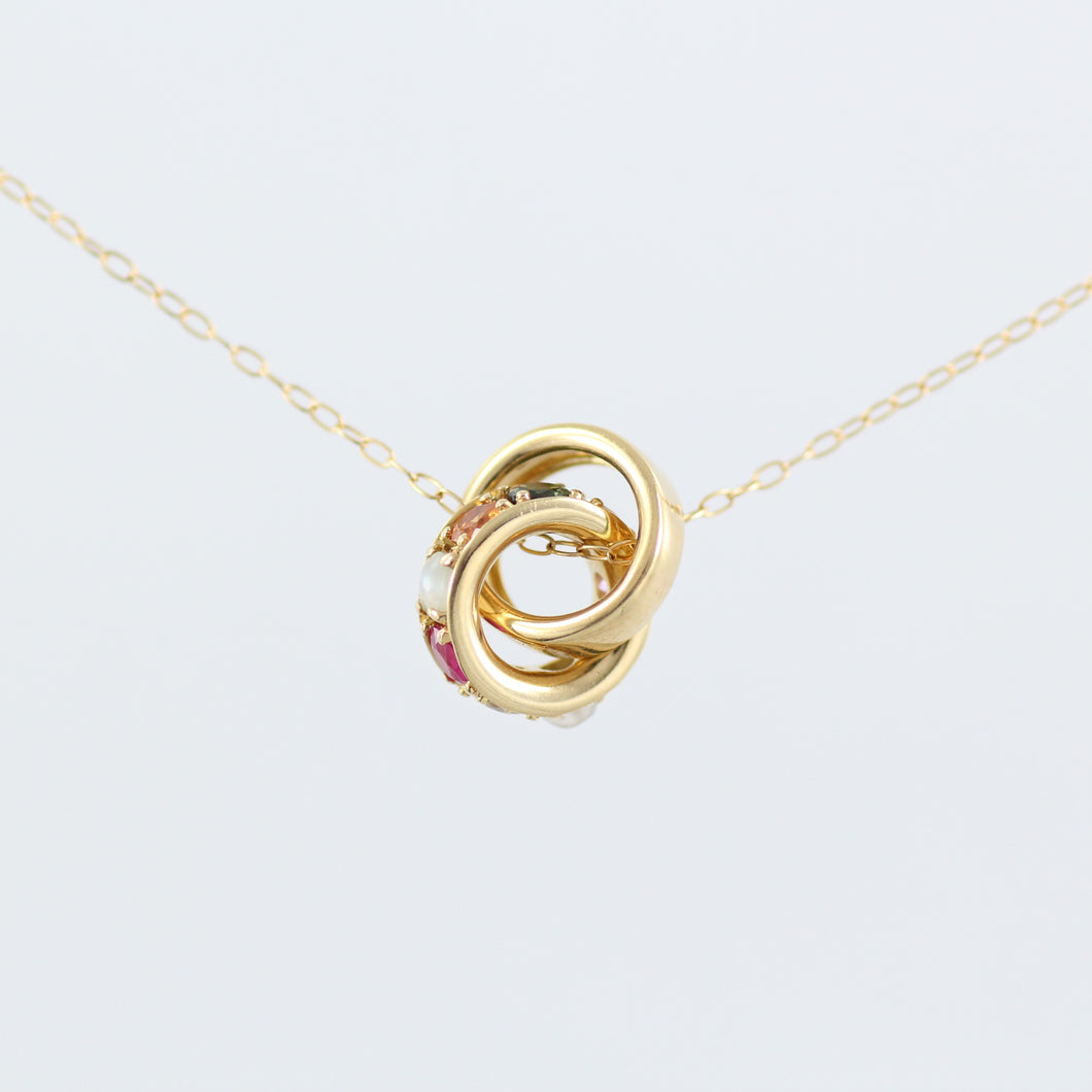 18K ダブルループ ペンダントヘッド ナワラタナ YG 正面｜めぐみ｜メグミ｜お守り ジュエリー | QVC