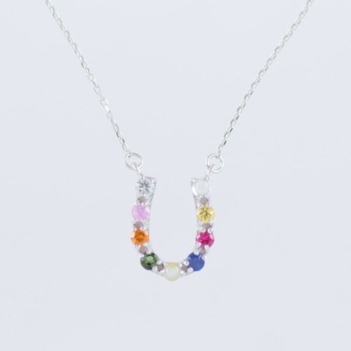 18K ホースシュー ペンダント ナワラタナ WG 正面 ｜めぐみ｜メグミ｜お守り ジュエリー| QVC